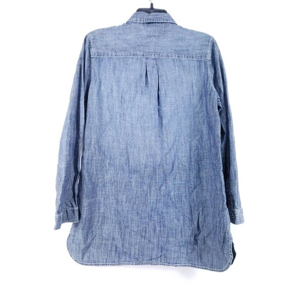 Additions By Chicos Womens Size 1 Long Sleeve Button-Up Chambray Shirt Light - Picture 2 of 7
